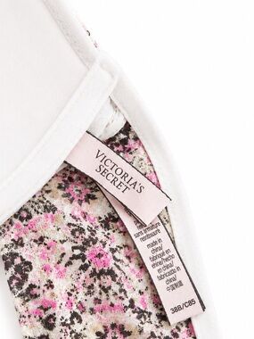 Victoria's Secret Floral Longline Bralette - Pink & Cream with Black Accents